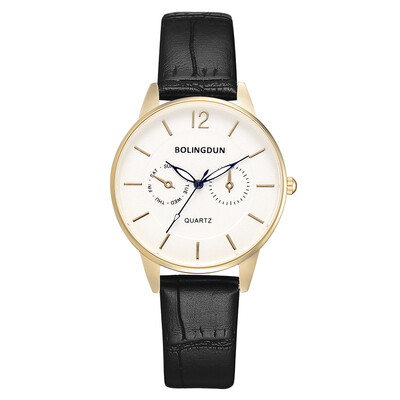 

Two eyes five-pin PU watch large dial business mens quartz watch casual big watch