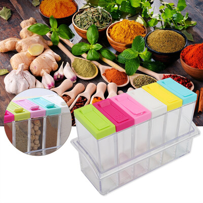 

Greensen Transparent Plastic Seasoning Bottles Jars 6 Boxes Set Kitchen Tool AccessoriesHome Organization Kitchen Storage