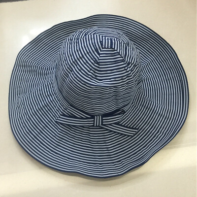 

South Korean students striped fisherman hat Hat Hat Korean bow casual personality of men&women Sun Sun Hat