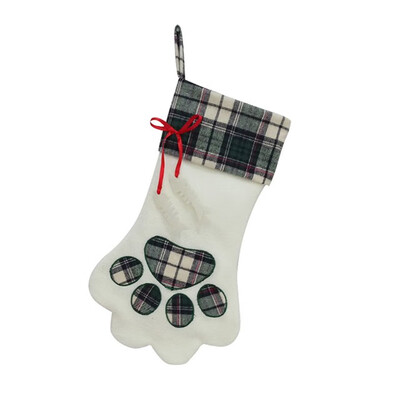 

Christmas Stocking Gift Warm Large Plaid Paw Christmas Stocking for Dog Cat Christmas Gift Bags Xmas Tree Ornaments Decorations Ne