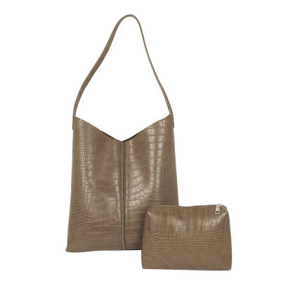 

2pcsset Alligator Pattern Handbags Clutch Women Leather Shoulder Bag Purse