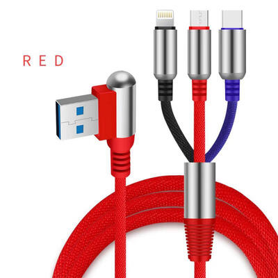 

Universal 3-in-1 1m USB To Micro USB Lightning Type-C 24A Fast Charging Cable Bullet Data Cord For IPhone Android Phones