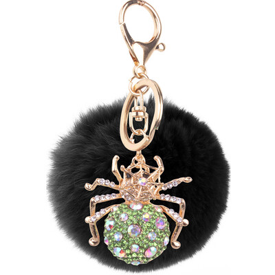 

Keychain alloy studded spider hanging bag mobile phone accessories cute animal rex rabbit hair car pendant
