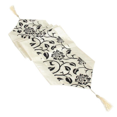 

Wedding Decor Raised Flower Blossom Flocked Damask Table Runner Cloth