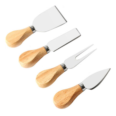 

430 Stainless Steel Uarter 4pcs Wooden Handle Cheese Knives Set High-grade Cheese Tools Cheese Cutting Knife Slicer Cutter Tools