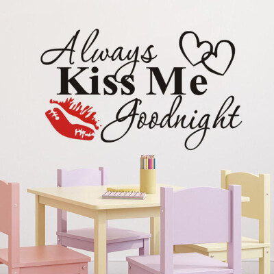 

〖Follure〗Always Kiss Me Goodnight Red Lips Wall Sticker Quote Decal Removable Sticker