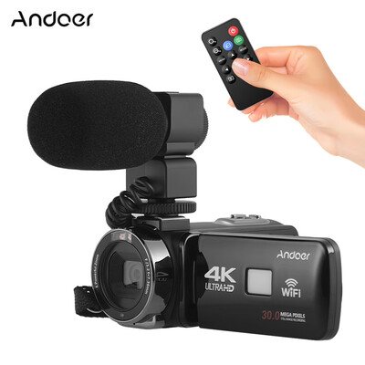 

Andoer 4K Ultra HD WiFi Digital Video Camera Camcorder DV Recorder 16X Zoom 30" LCD Touchscreen IR Night Vision with Hot Shoe Mou