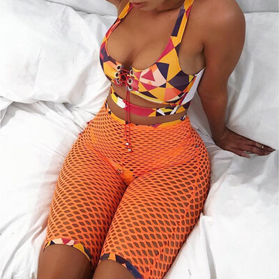 

Womens Bikini Set Push Up Padded Bra Beach Swimsuit Swimwear Fishnet Shorts
