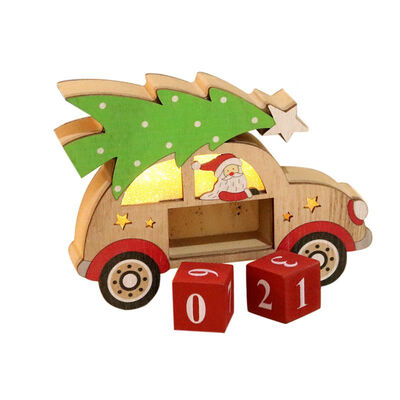 

Wooden Light Up Christmas Advent Countdown Calendar Vehicle Design With Painted Blocks Holiday Home Ornament Decor Supplies