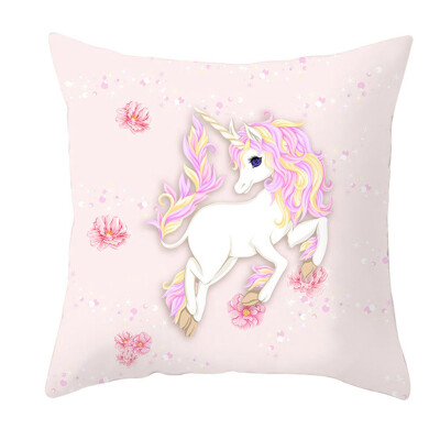 

Cartoon Unicorn Pillowcase Peach Skin Cashmere Print Sofa Cushion Cover Throw Pillow Case Home Decoration Fashion