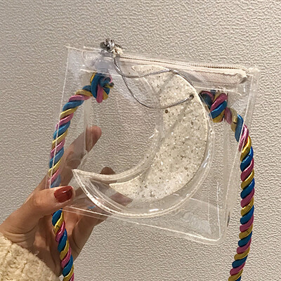 

Female 2019 new foreign gas girl transparent jelly slanted small square bag Chao Korean version of personality shoulder bag