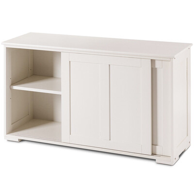 

Kitchen Storage Cupboard Cabinet with Sliding Door-White