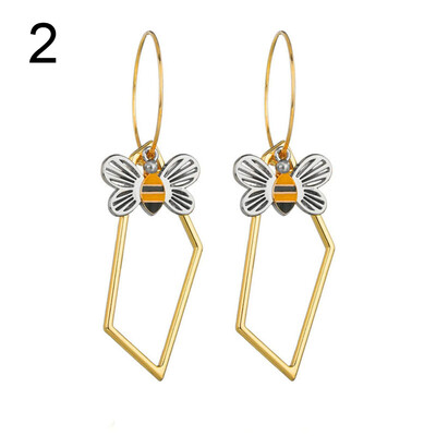 

Fashion Women Hollow Square Bee Cherry Rose Long Dangle Hoop Earrings Jewelry