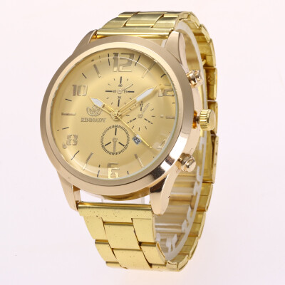 

New trend fashion mens watch calendar alloy steel belt quartz watch mens outdoor watch