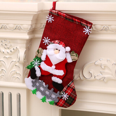 

Linen Large Size Christmas Stocking Gift Holders Holiday Party Christmas Fireplace Decorations