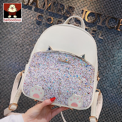 

North bag cute shoulder bag female Korean version of personality cat ear girl fashion sequins set the college wind