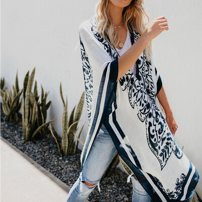 

Fashion Women Boho Floral Loose Shawl Kimono Cardigan Top Cover up Blouse