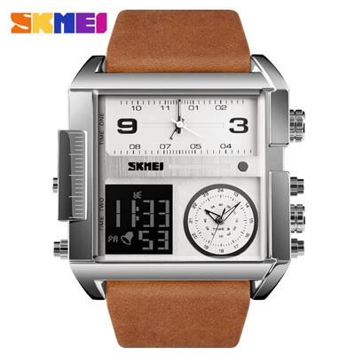 

SKMEI 51mm Mens Casual Business Stainless Steel Watch With Leather Strap
