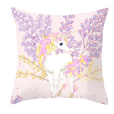 

Cartoon Unicorn Pillowcase Peach Skin Cashmere Print Sofa Cushion Cover Throw Pillow Case Home Decoration Fashion
