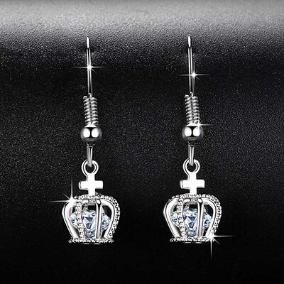 

1 Pairs Plated Charms Hollow Crown Dangle Long Chain Earrings Women Decoration Fashion Jewelry