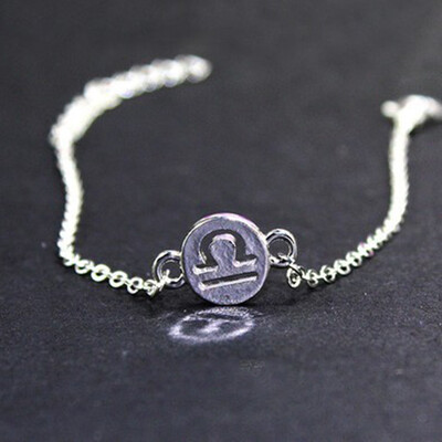 

Silver 12 Constellations Charm Bracelet Astrology Star Sign Guardian Chain Bracelet Women Hand Chain Jewelry