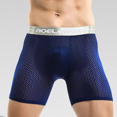 

Men Breathable Mesh Elastic Mid Waist Underpants Underwear Trunks Shorts Boxer