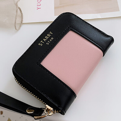 

Wallet short small fresh day Korean students color matching multifunctional buckle zipper wallet bag in hand