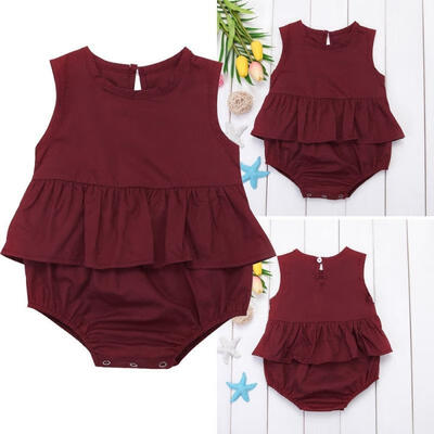 

Toddler Infant Kids Baby Girl Red Ruffle Romper Bodysuit Outfit One-Pieces 0-24M