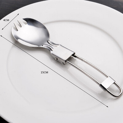 

Toponeto Stainless Steel Outdoor Dining Convenient Folding Tableware Sliver Fork Spoon