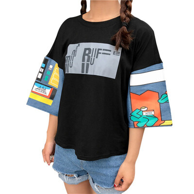 

Fashion Print Female T-shirt White Cotton Women Tshirts Summer Casual Harajuku T Shirt Femme Top