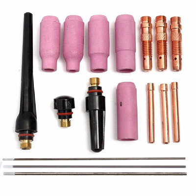 

17Pcs WP17 18 26 TIG Welding Torch Cup Collet Body Nozzle Tungsten Gas Lens Kit
