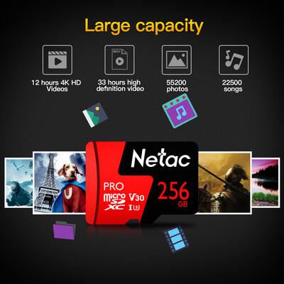 

Netac 256GB Pro Micro SDXC TF Memory Card Data Storage V30UHS-I U3 High Speed Up to 100MBs
