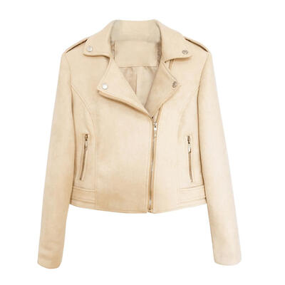 

Faux Leather Slim Women Jacket Zipper Streetwear Cool Pockets Short Coat