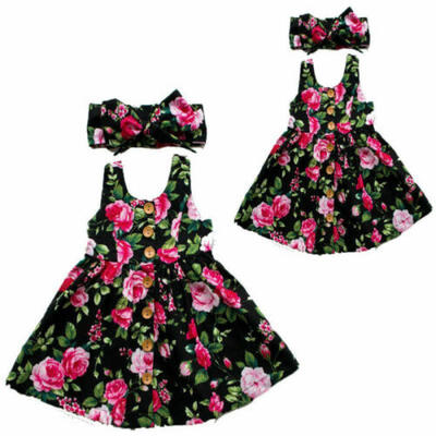 

Newborn Toddler Kids Baby Girls Outfits Floral Dress Princess Party Top Dresses