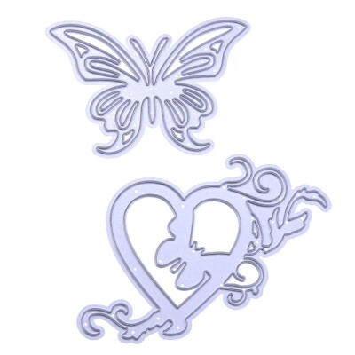 

2pcs Heart Butterfly Stencils Scrapbook Embossing DIY Cutting Die Card Gift