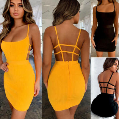 

US Women Bandage Bodycon Sleeveless Dress Evening Party Cocktail Club Mini Dress