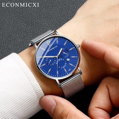 

Gobestart Fashion Mens Watch Alloy Business Quartz Wrist Watch Mesh Band