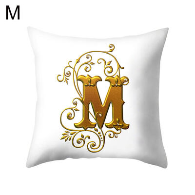 

26 Golden A to Z Alphabet Flower Soft Pillow Case Cushion Cover Home Sofa Decor