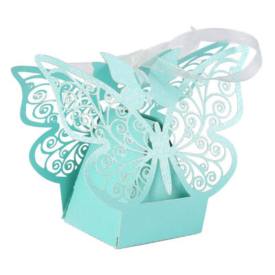 

10pcs Wedding Gift Boxes Bags Hollow Butterfly Candy Box For Baptism Birthday First Communion Christening Party Supplies