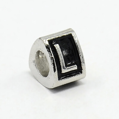 

Platinum Tone Zine Alloy Enamel European Beads Large Hole Triangle Beads with LetterL 9x9x7mm Hole 5mm
