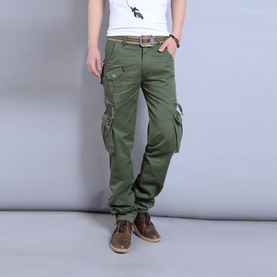 

Gobestart Mens New Fashion Casual Outdoors Solid Work Trousers Multi-pocket Long Pants
