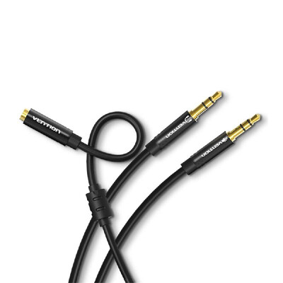 

VENTION 35mm Audio Extension Cable 35 Jack AUX Female to Dual Male Earphone for Phone Headphone Speaker Tablet PC 03m Black