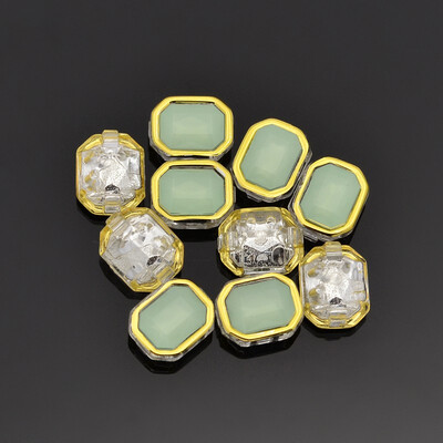 

Sew on Rhinestone Taiwan Acrylic Golden Plated Garment Accessories Rectangle PaleGreen 14x12x65mm Hole 1mm