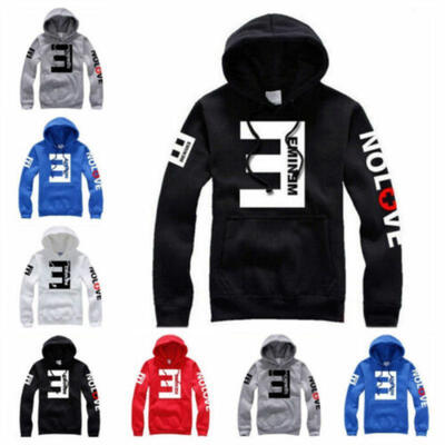 

Mens Fleece Hoodies Eminem Printed Thicken Pullover Sweatshirt Sportwear