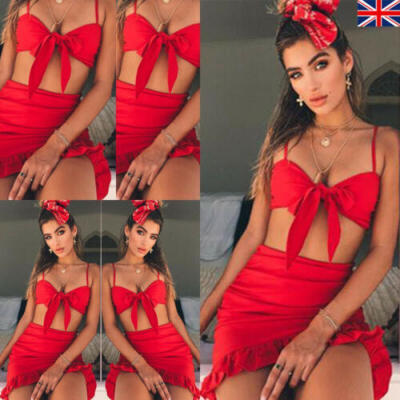 

UK Women 2 Piece Bodycon Two Piece Crop Top&Skirt Set Lace Up Dress Party