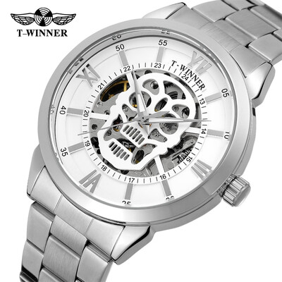 

Gobestart Hollow Luxury Design Cool Devil Head Fashion Mens Steel Belt Mechanical Watch