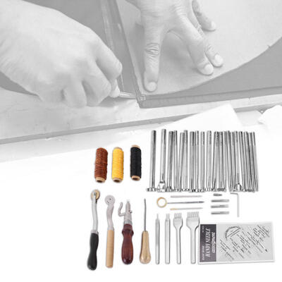 

Greensen 48Pcs Leather Craft Hand Tools Kit for Sewing Stitching Punch Carving Work