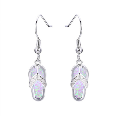 

Exquisite Fashion Opal Women Jewelry Flip Flops Crystal Diamond Opal Earrings Pendant Hoop Long Earrings Summer Beach Accessory