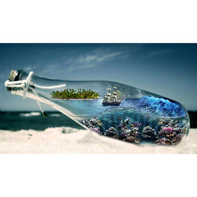 

5D DIY Full Drill Diamond Painting Drift Bottle World Cross Stitch Mosaic
