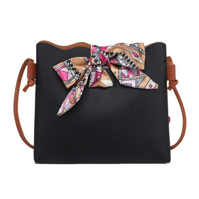 

Women Bowknot Shoulder Handbags PU Leather Crossbody Messenger Bucket Bag